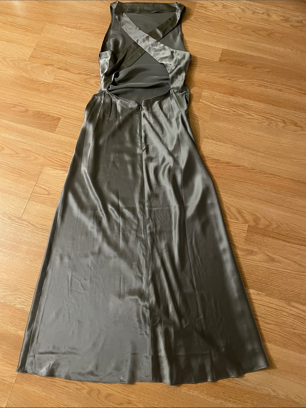 Reformation Gray Silk Open Back Maxi Dress Size 8 Wedding Guest Formal Evening - Picture 5 of 9